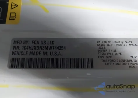 2021 Jeep Wrangler Unlimited Sport S 4X4 from USA, damaged, VIN 1C4HJXDN3MW744354